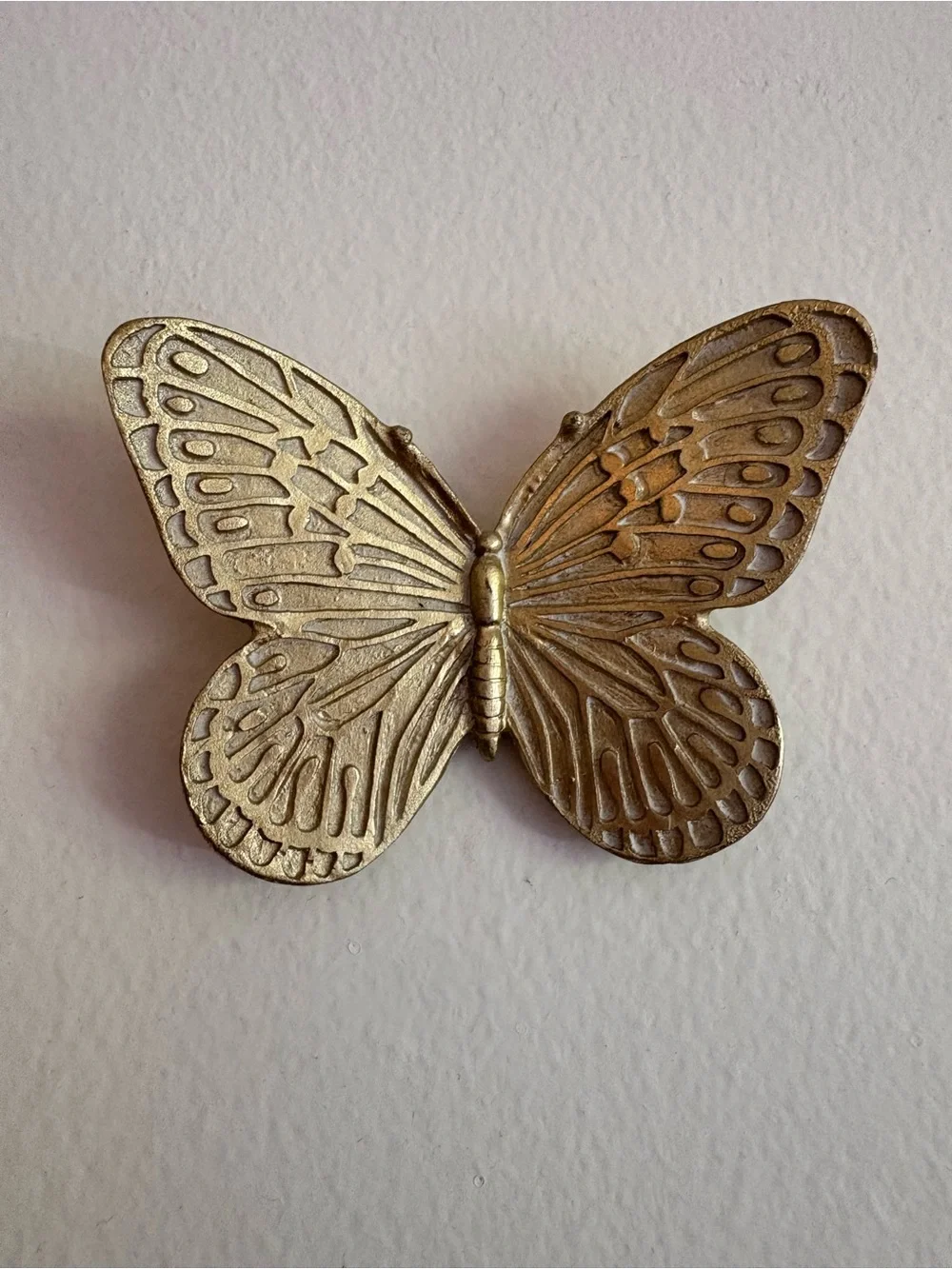 Set of 6 Gold Brass Tone Butterfly Wall Decor Vintage Style